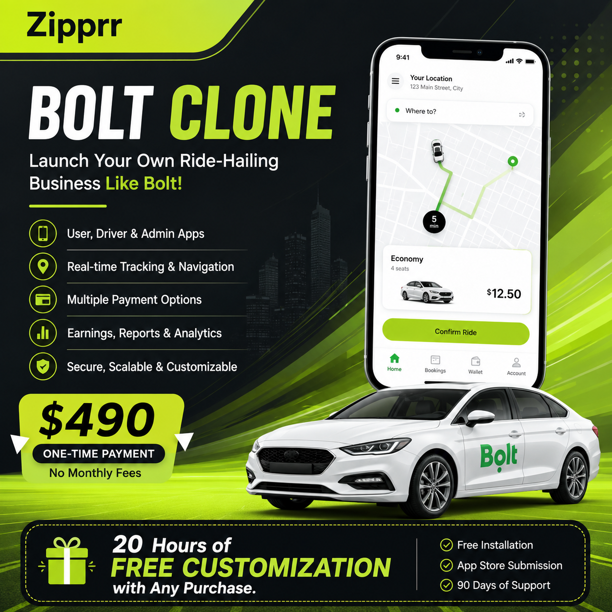 Startup Founders: Build a Ride-Hailing Empire with Zipprr’s Bolt Clone – $490