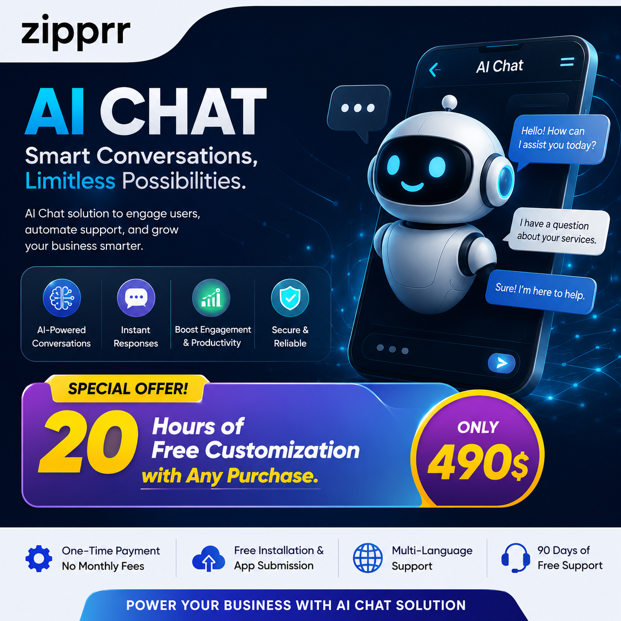Support Costs Too High? Zipprr AI Chat Software, $490